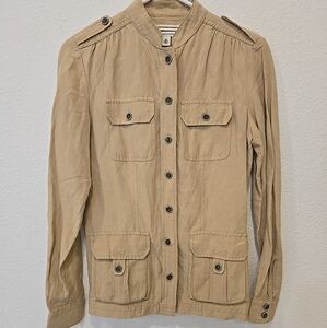 Banana Republic Silk Linen Blend Tan Safari / Military Jacket- Women XS